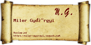Miler Györgyi névjegykártya